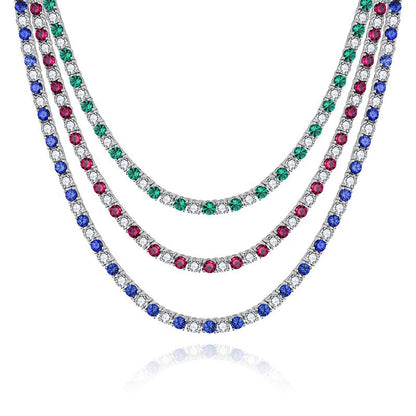 Tri color Star River Multi layer Gemstone Necklace
