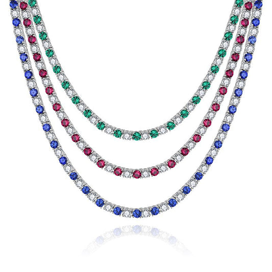 Tri color Star River Multi layer Gemstone Necklace