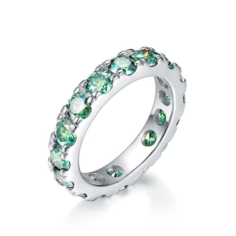 Blue green aesthetic all moissanite ring