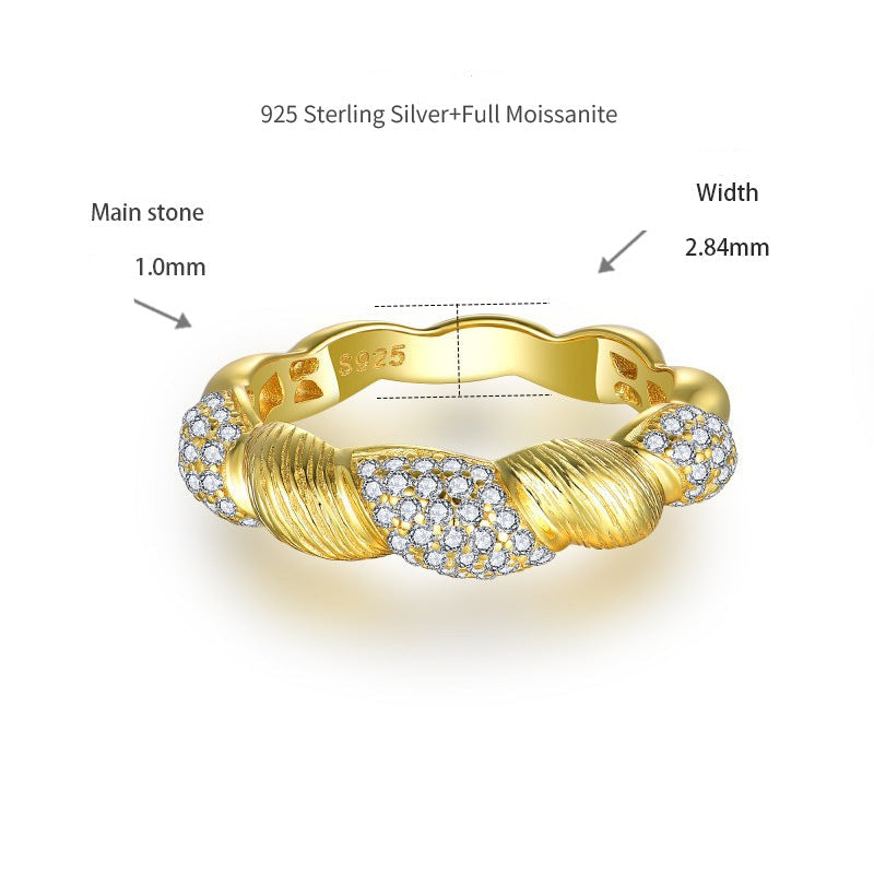 Golden Star River · All Moissanite Twisted Rope Ring