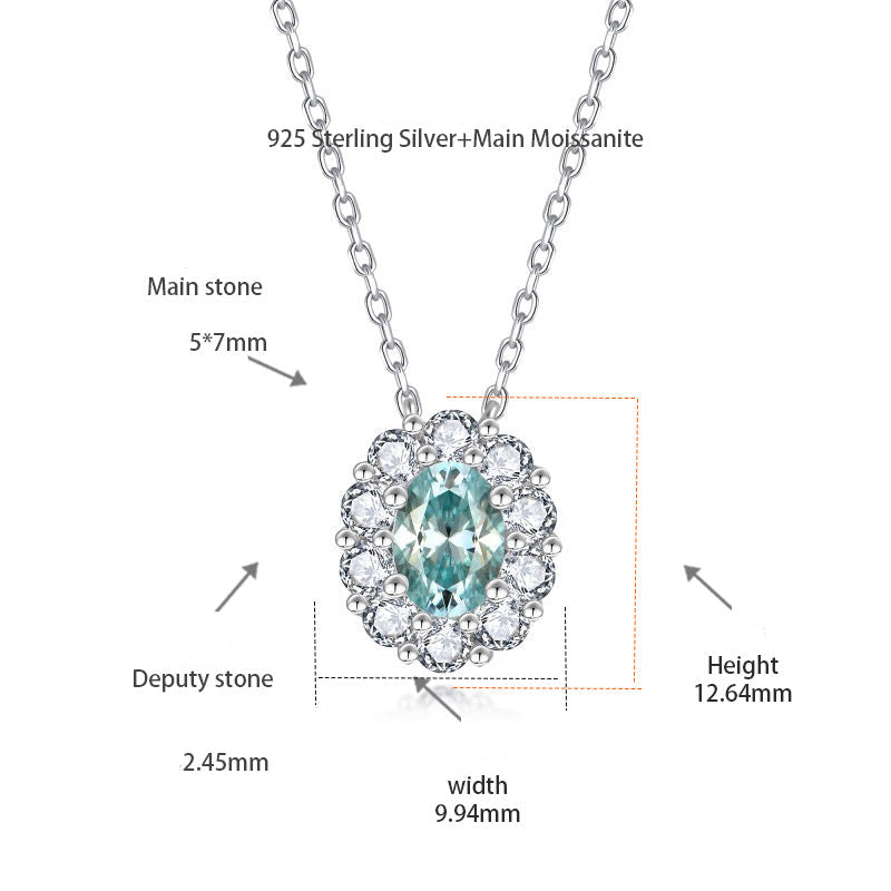 Paraiba Blue Aurora Moissanite Necklace
