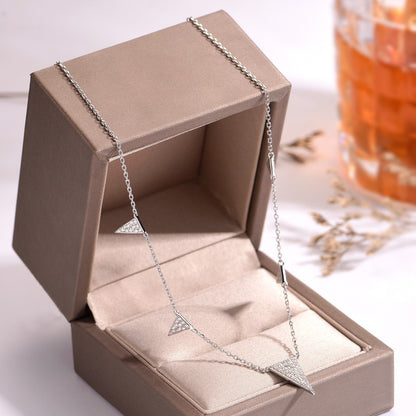 Silver plated platinum moissanite necklace geometric necklace