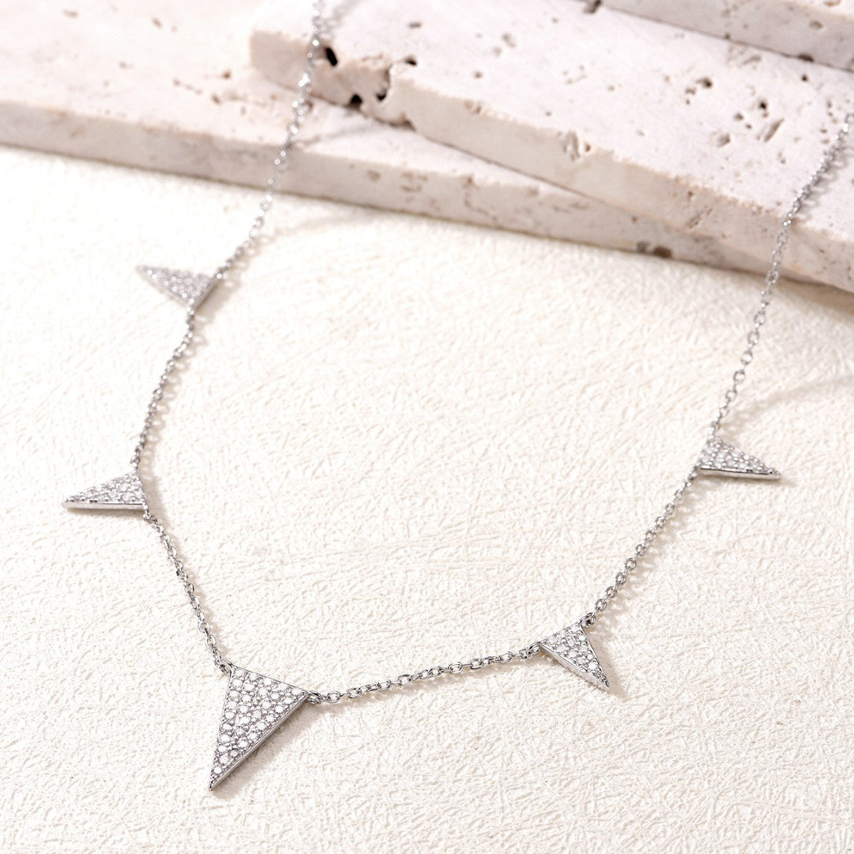 Silver plated platinum moissanite necklace geometric necklace