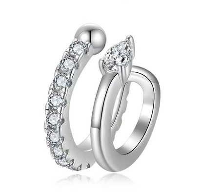 Silver plated 18K white gold ear bone clip set