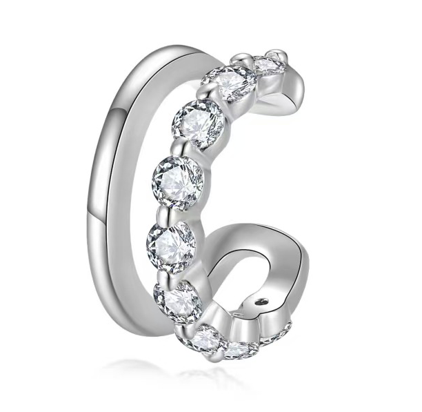 Silver plated 18K white gold ear bone clip set