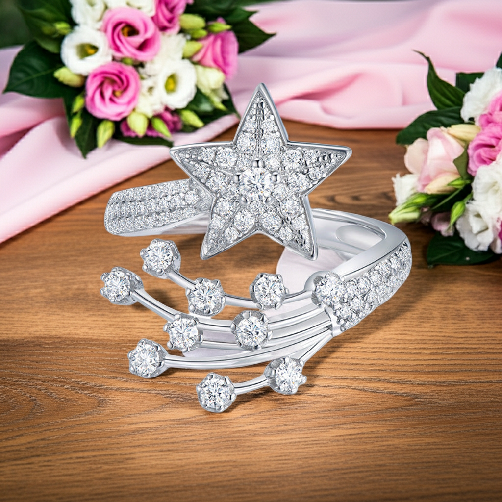 All Moissanite Star Ring