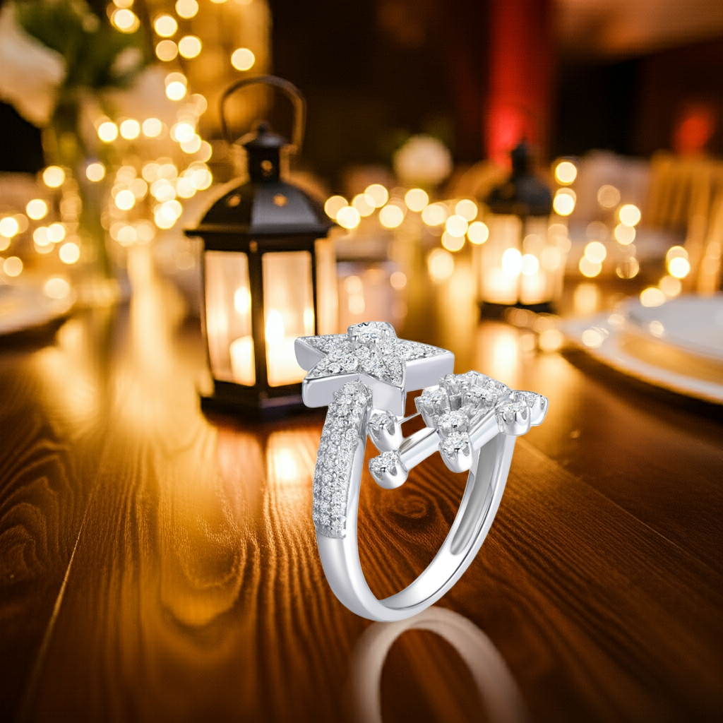 All Moissanite Star Ring