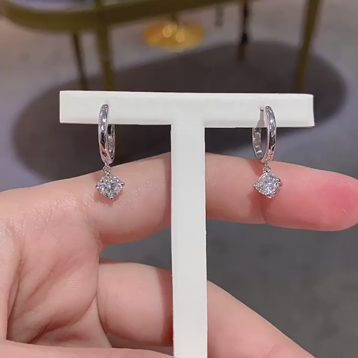 Two tone moissanite earrings