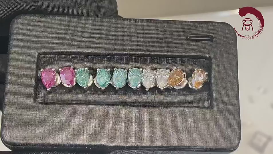Multicolor Pear moissanite earrings