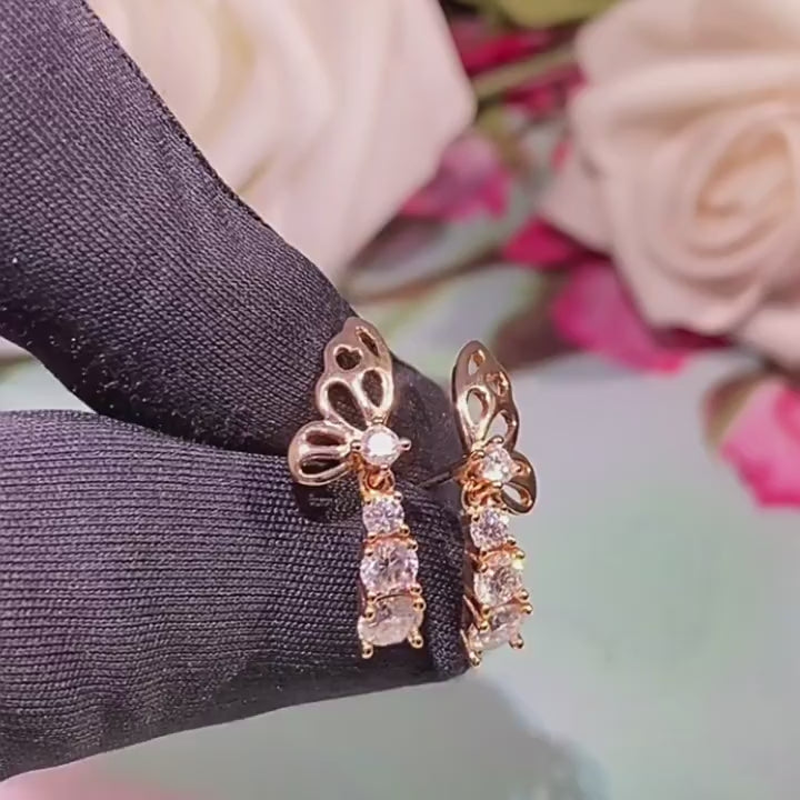 Butterfly Dance Moissanite Earrings - Elegant and Dynamic