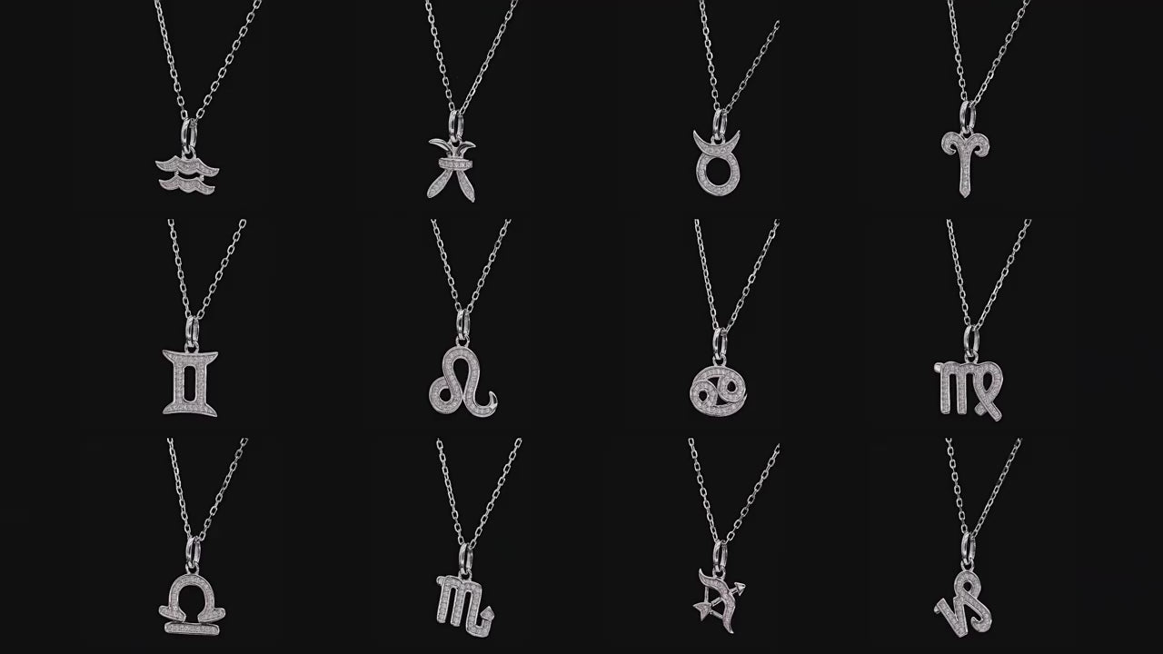 Twelve zodiac signs moissanite necklace