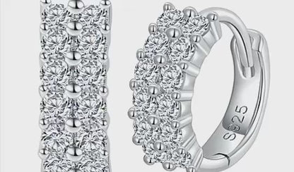 Double row moissanite earrings - timeless classic