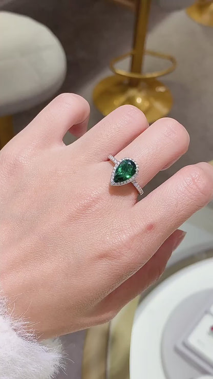 The Wizard of Oz · 3-carat pear shaped moissanite diamond ring