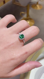 Royal Green Realm · 1.5 carat cultivated emerald Asscher shaped moissanite ring