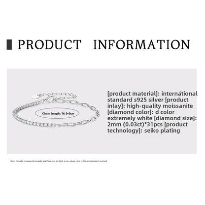 light luxury niche design tennis chain bracelet s925 silver moissanite versatile bracelet cross-border